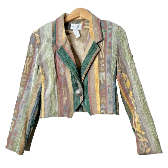 Vintage Sedona Clothing Company Tapestry Jacket S Aztec Boho Southwest Artsy - Picture 1 of 12